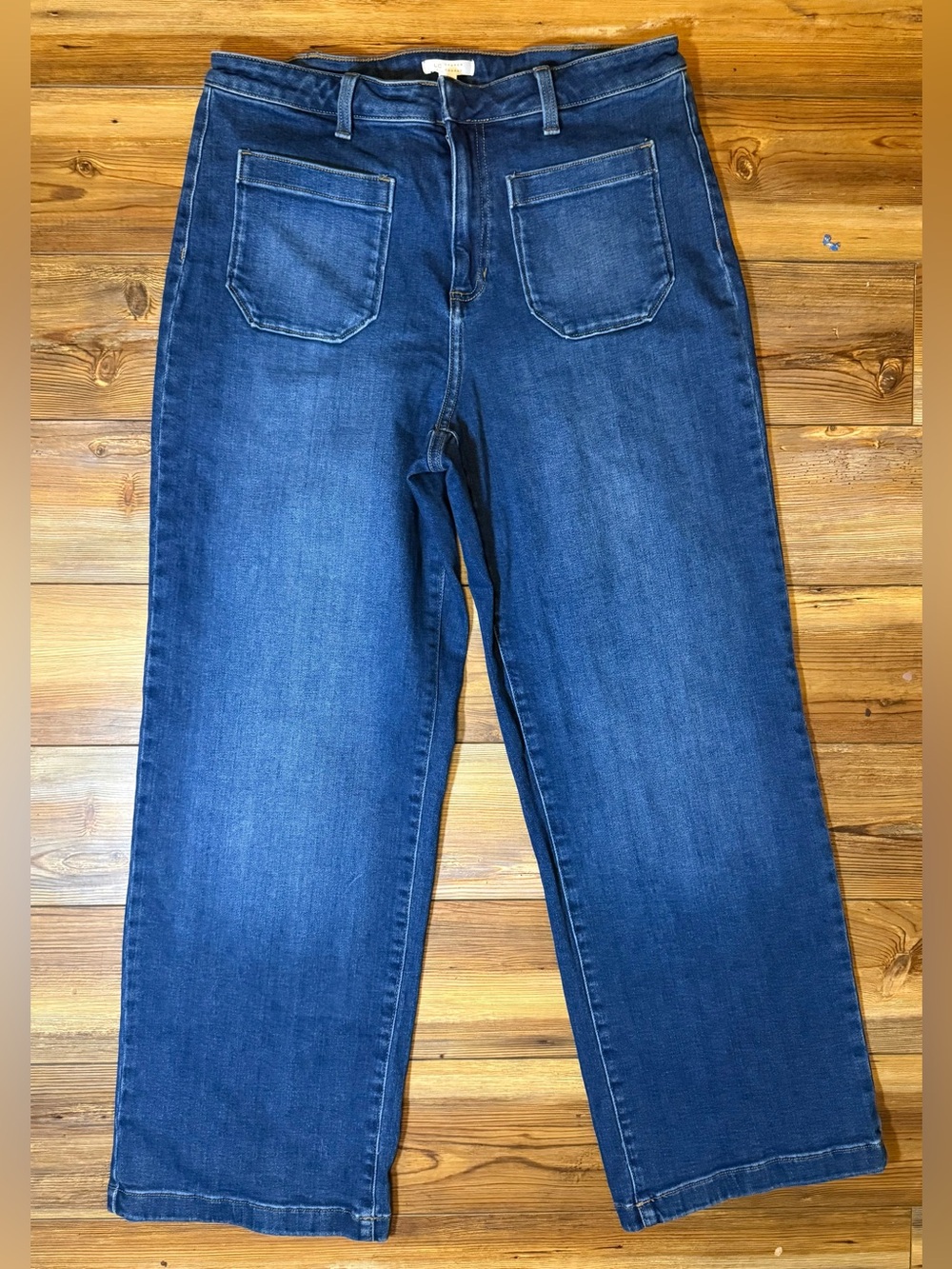 LC Lauren Conrad Wide Leg Jeans Womens 14WL Dark Wash Stretch Denim High Rise